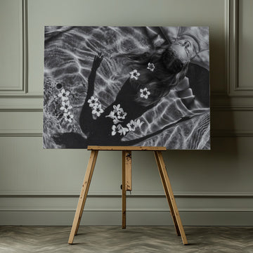Floating Woman and Flowers | Canvas - Room Interior 1
