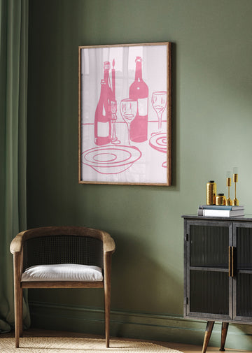 Dinnerandwine(pink) | Poster - Room Interior 2