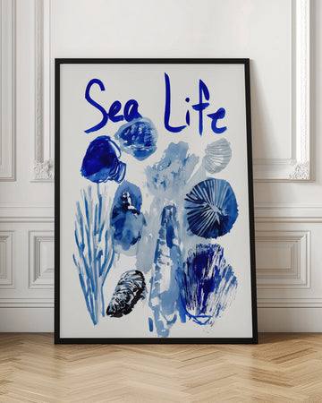 Indigo Sea Life Watercolor | Poster - Room Interior 1