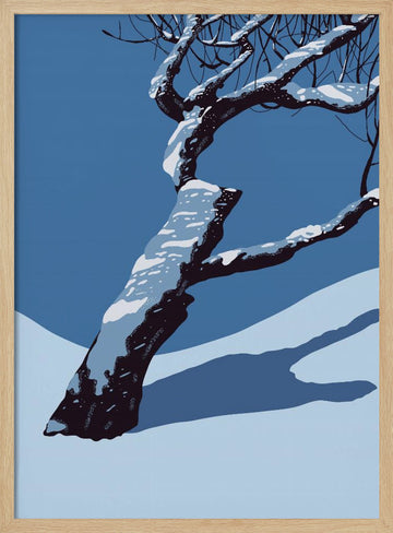 Snowy Winter Tree | Poster - Wood Frame Interior