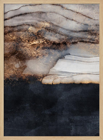 Golden Fluid Abstract | Poster - Wood Frame Interior