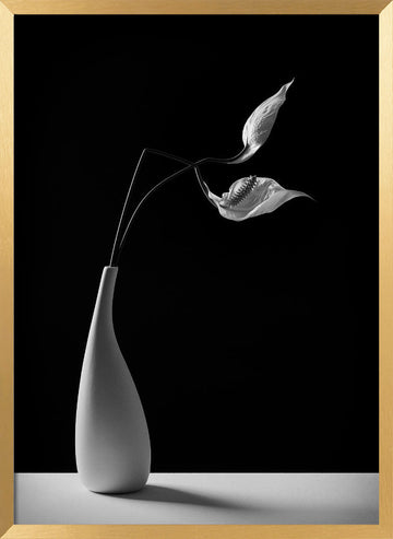 Graceful Peace Lilies Vase | Poster - Gold Frame Interior