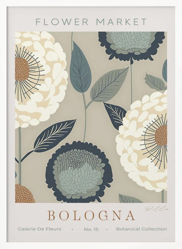 Blue Botanical Bloom | Poster - White Frame Interior