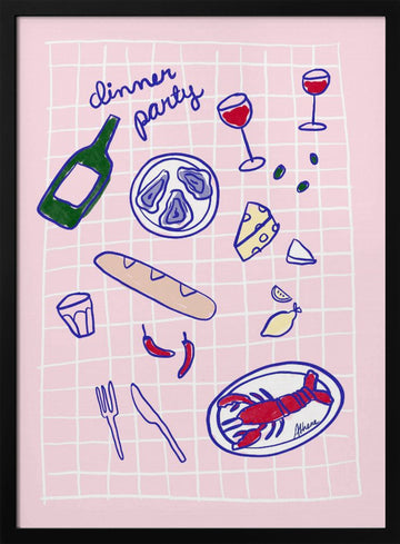 Dinner Party | Poster - Black Metal Frame Interior