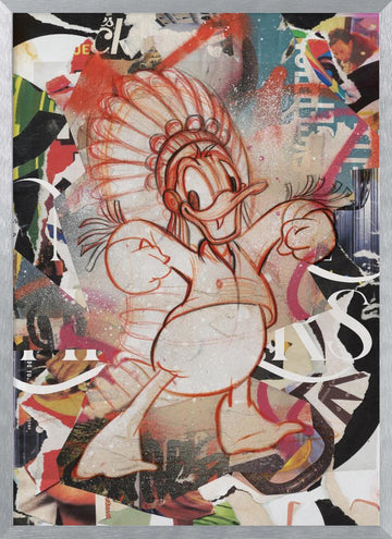 Energetic Duck Collage | Poster - Silver Frame Interior