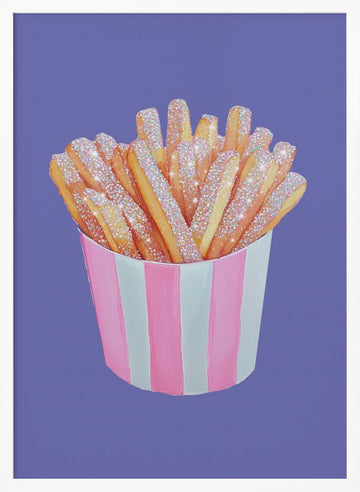 Sparkly Pink Fries | Poster - White Frame Interior