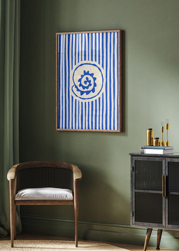 Blue Striped Shell | Poster - Room Interior 2