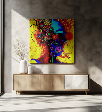 Vibrant Abstract Head | Canvas - Room Interior 2