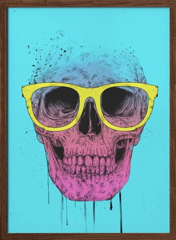 Vibrant Skull Glasses | Poster - Walnut Frame Interior