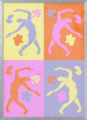 Vibrant Dancing Figures | Poster - Silver Frame Interior