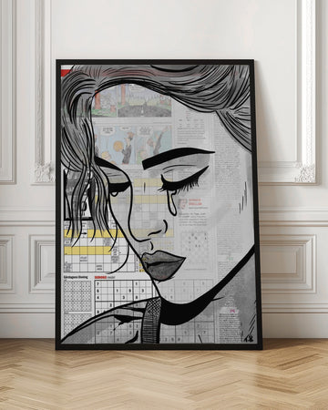 Melancholy Newspaper Woman | Poster - Room Interior 1