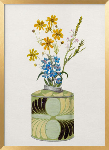 Colorful Flowers In Vase | Poster - Gold Frame Interior