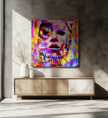 Vibrant Abstract Portrait | Canvas - Room Interior 2