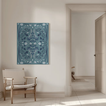 Folk Mirrored - Blue and Green | Canvas - Room Interior 1