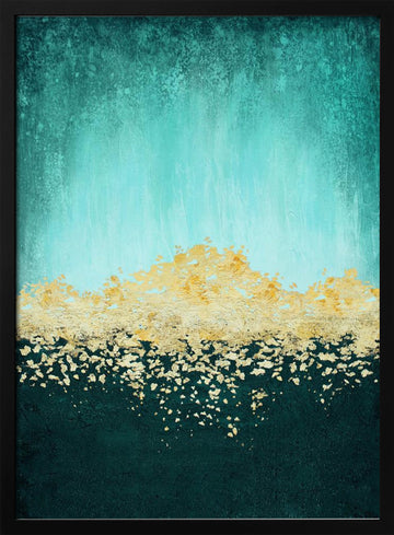 Golden Sea Glimmer | Poster - Black Metal Frame Interior