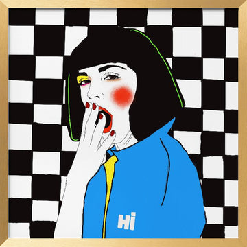Yawning Pop Girl | Poster - Gold Frame Interior