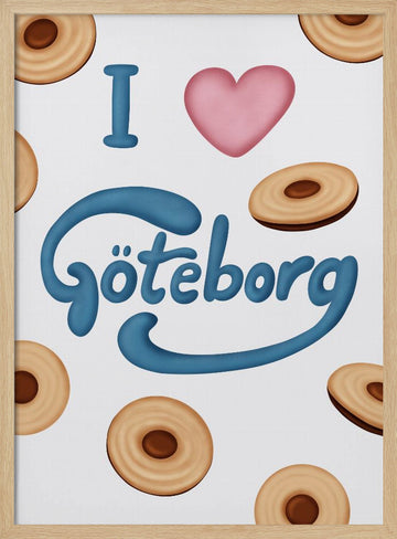 Love Göteborg Cookies | Poster - Wood Frame Interior