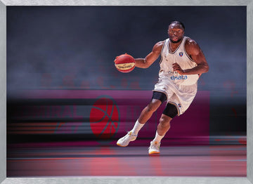 Focused Basketball Player | Poster - Silver Frame Interior