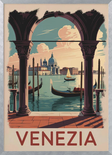 Vintage Venice Grand Canal View | Poster - Silver Frame Interior