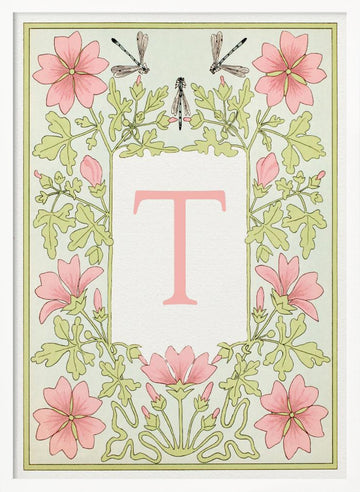 Elegant Botanical Letter T | Poster - White Frame Interior