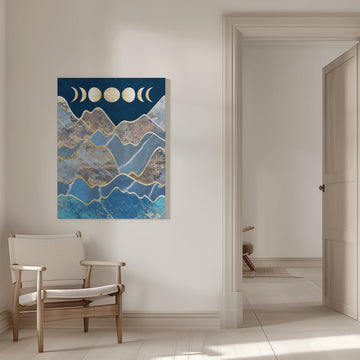 Golden Peaks Moon Phases | Canvas - Room Interior 1