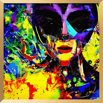 Vibrant Masked Portrait | Poster - Gold Frame Interior