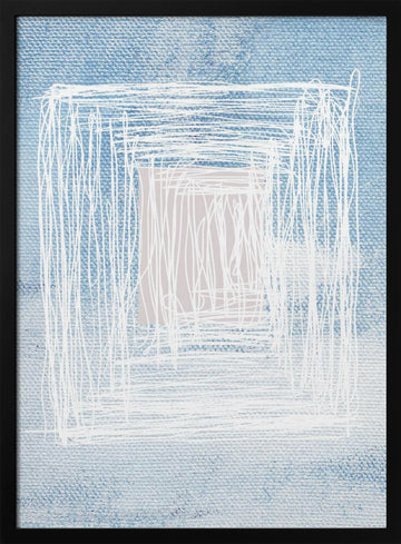 White Linear Patterns With Geometric Design | Poster - Black Metal Frame Interior