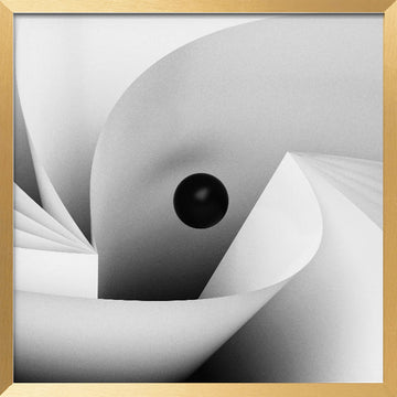 Black Sphere White Curves | Poster - Gold Frame Interior
