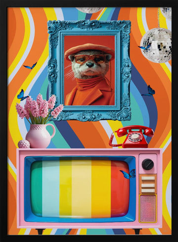 Retro Otter Vibe | Poster - Black Metal Frame Interior