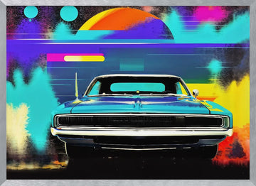 Classic Car Pop Art | Poster - Silver Frame Interior
