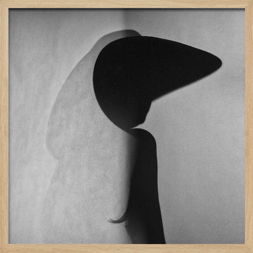 Elegant Hat Shadow | Poster - Wood Frame Interior