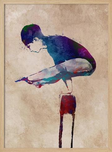 Watercolor Balance Pose | Poster - Wood Frame Interior
