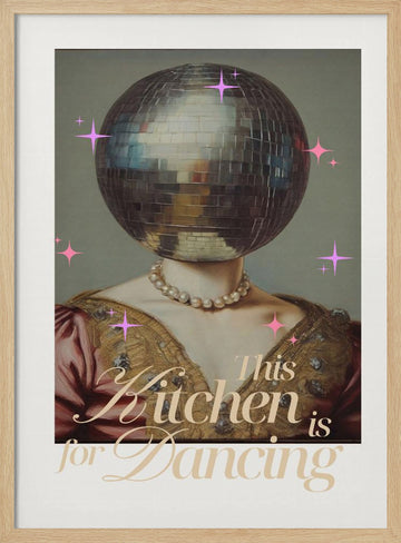 Glamorous Kitchen Dancing | Poster - Wood Frame Interior