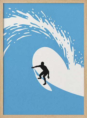 Surfer In The Tube | Poster - Wood Frame Interior