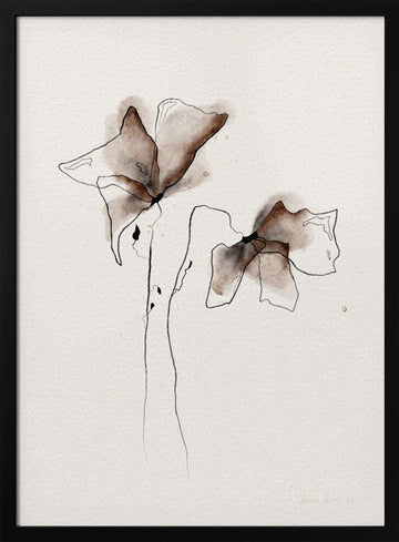 Watercolor Botanical Blooms | Poster - Black Metal Frame Interior