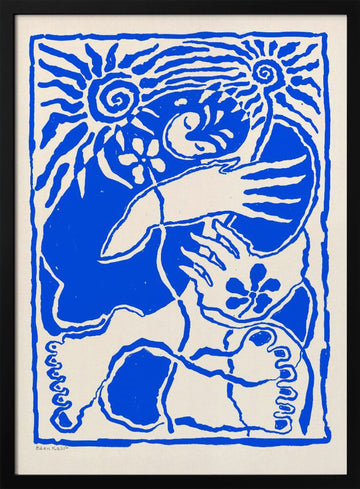 Protection (blue) | Poster - Black Metal Frame Interior