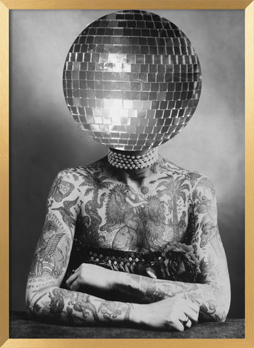 Tattooed Disco Figure | Poster - Gold Frame Interior