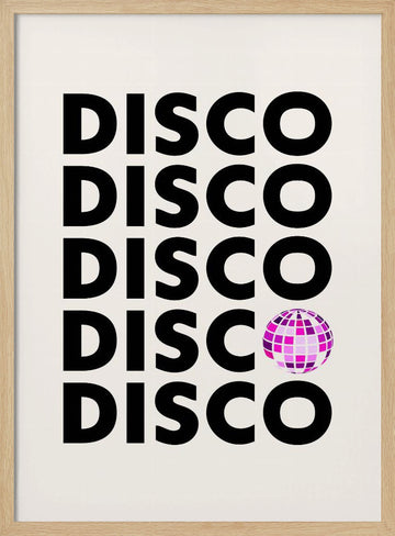Pink Disco Party | Poster - Wood Frame Interior