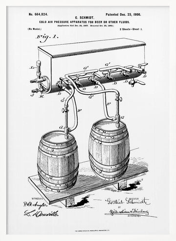 Vintage Beer Apparatus Patent | Poster - White Frame Interior