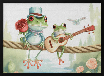 Frogs on a rope | Poster - Black Metal Frame Interior