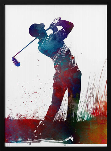 Vibrant Golf Swing | Poster - Black Metal Frame Interior