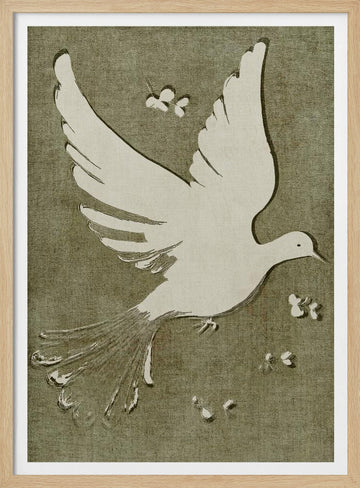 Peaceful White Dove | Poster - Wood Frame Interior