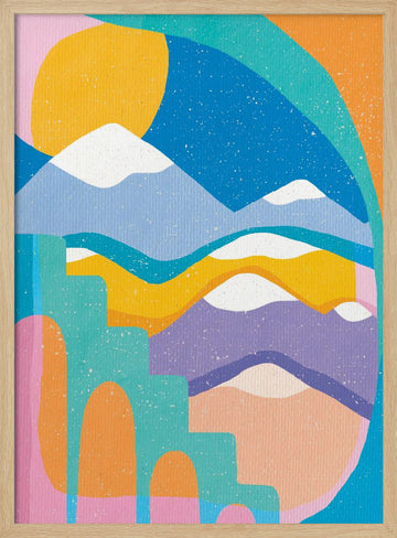 Sunny Abstract Landscape | Poster - Wood Frame Interior