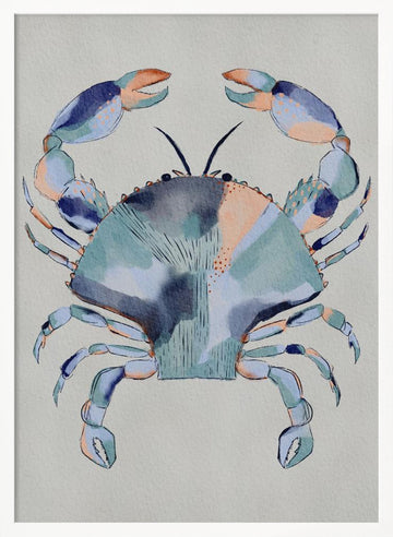 Coastal Blue Crab Painting | Poster - White Frame Interior