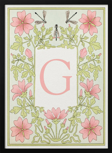 Elegant Pink Floral G | Poster - Black Metal Frame Interior
