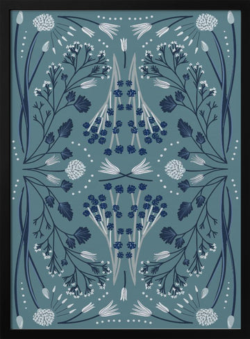 Folk Mirrored - Blue and Green | Poster - Black Metal Frame Interior