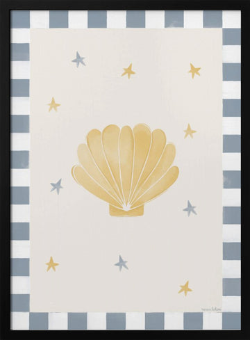 Whimsical Scallop and Stars | Poster - Black Metal Frame Interior