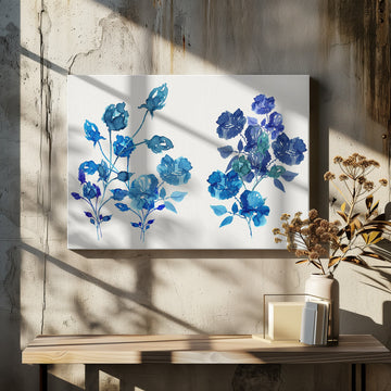 Watercolor Blue Blossoms | Canvas - Room Interior 2