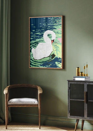 Graceful Swan on Water | Poster - Room Interior 2