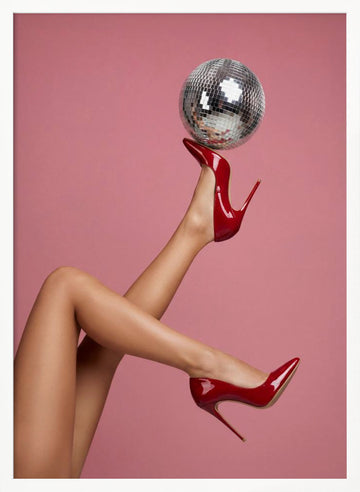 Red Heels Disco Glam | Poster - White Frame Interior